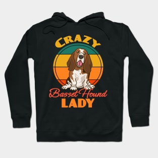 Crazy Basset Hound Lady Mother's Day Dog puppy Lover Cute Sunser Retro Hoodie